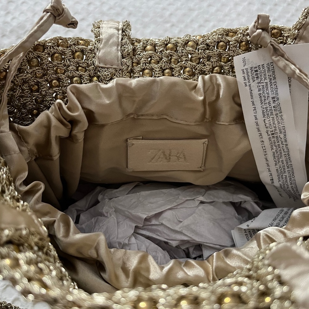 Zara Gold Beaded Bucket Bag - Picture 7 of 9